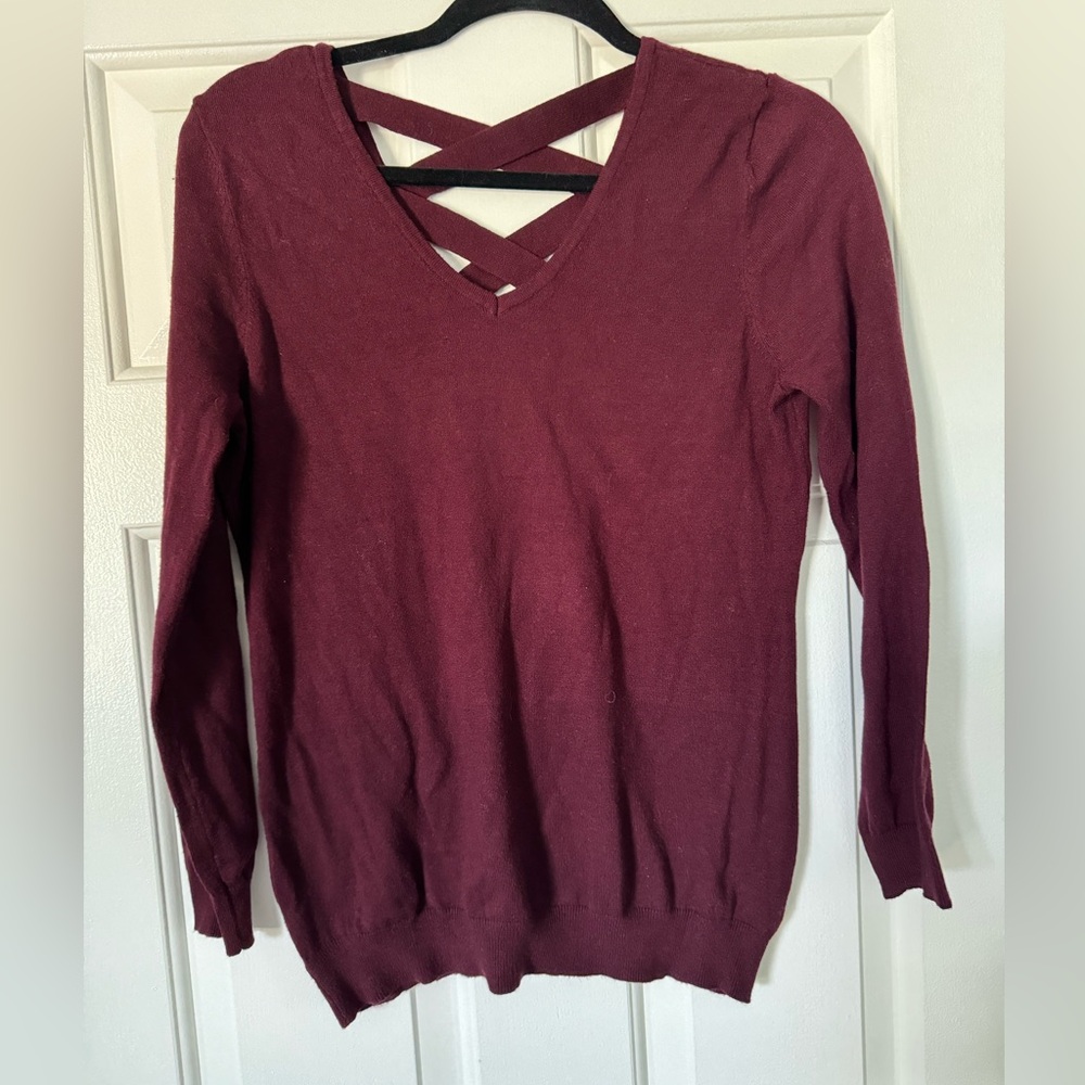 Maroon criss cross back sweater